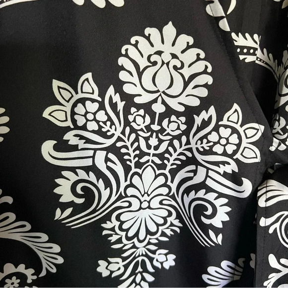 Ann Taylor Black White‎ Damask Print Wrap Sleeveless Dress Size 2 - Picture 3 of 9